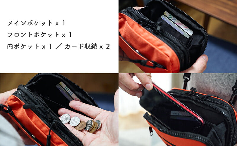 【KABAG.ミニマル】2wayショルダーポーチ×エコバッグミニポーチポリエステル旅行便利グッズ男女兼用レディースメンズユニセックス折りたたみおしゃれグレーブルーオレンジブラックEL8443