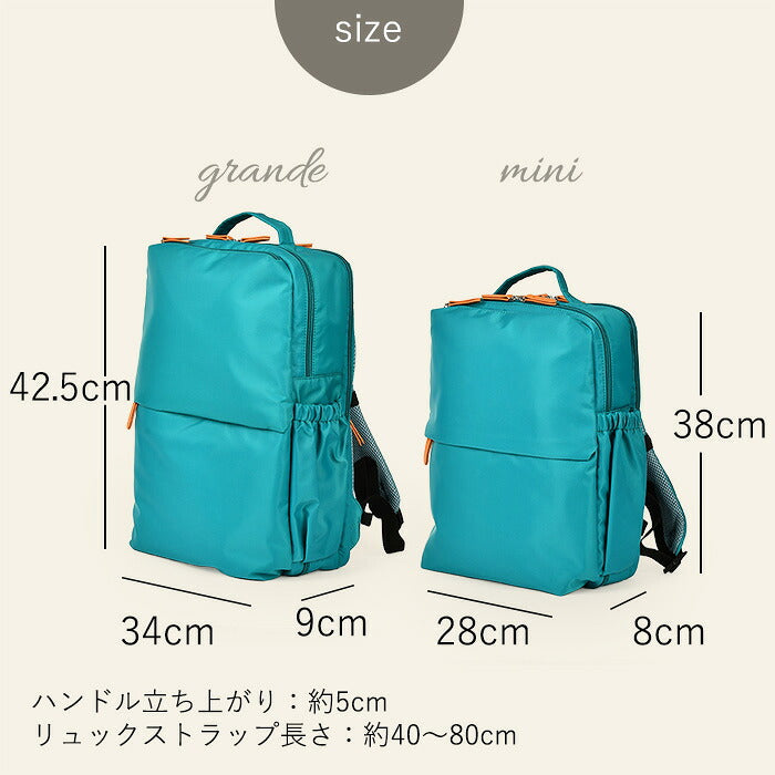 KABAGカバッグ時短リュックminigrande2サイズの外寸比較
